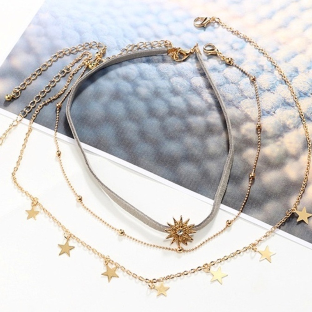 Unique Boho Sun/Star Multi Layer Choker - Picture 6 of 6